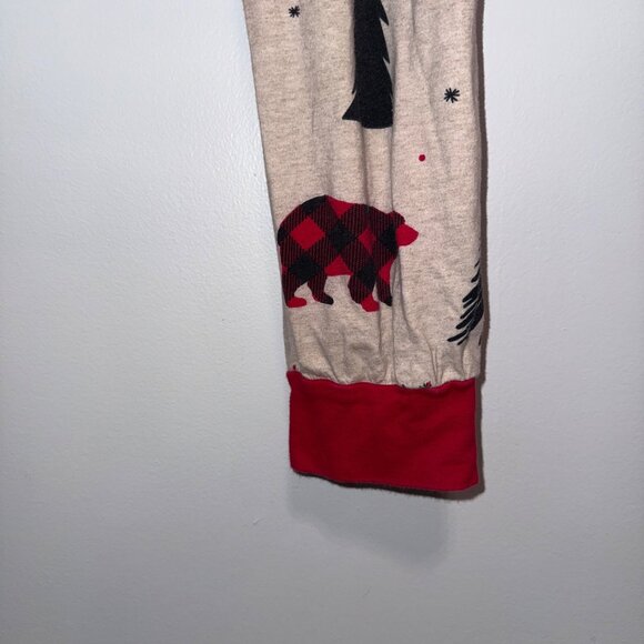 PJ Place Womens Holiday Pajama Pants With Red Plaid Moose & Bear Print Size L - Picture 5 of 5